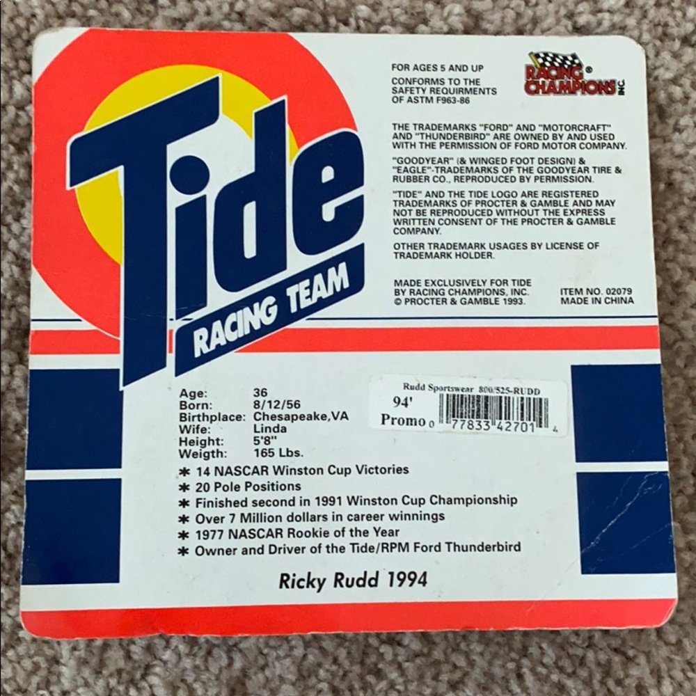 Tide Racing Team Collector’s Edition Ricky Rudd 94 - Picture 2 of 5